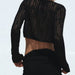 Color-Wind Black Perforated Hole Decoration Short Knitted Top Fall Women Clothing-Fancey Boutique