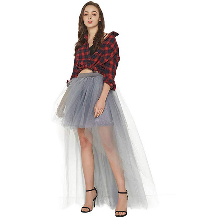 Color-Sexy Irregular Asymmetric Tulle Skirt Solid Color Gauze Skirt Front Short Back Long Pettiskirt-Fancey Boutique