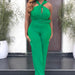 Color-Summer Sleeveless Backless Design Solid Color High Waist Strap Straight Jumpsuit-Fancey Boutique