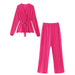 Color-Spring Autumn V neck Lace up Waist Trimming Shirt High Waist Slimming Wide Leg Pants Suit for Women-Fancey Boutique