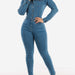 Color-Slim Fit Stretch Long Sleeve Feet Mouth Wash Denim Jumpsuit Jumpsuit-Fancey Boutique