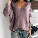 Color-Minimalist Candy Color V-neck Pullover Sweater-Fancey Boutique