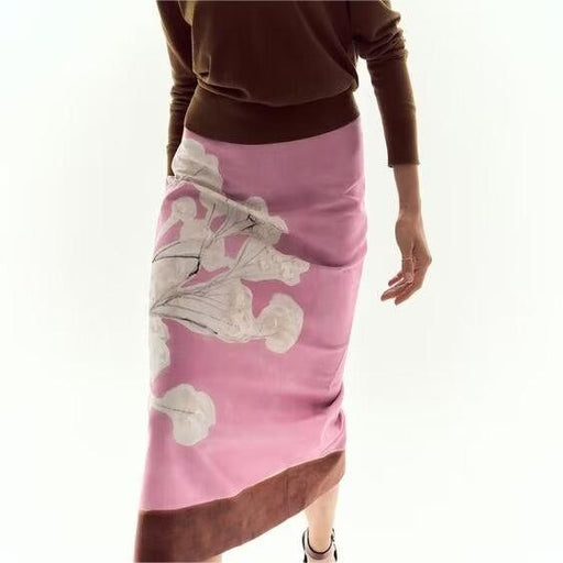 Color-Spring Women Clothing Elegant Slightly Mature Linen Blended Straight Skirt-Fancey Boutique