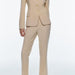 Color-Women round Neck Blazer High Waist Flared Pants Suit-Fancey Boutique