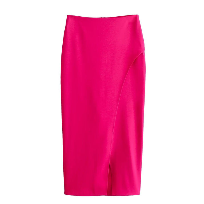 Color-Fall Women Clothing All Matching Slimming Solid Color Split Decorative Midi Skirt-Fancey Boutique