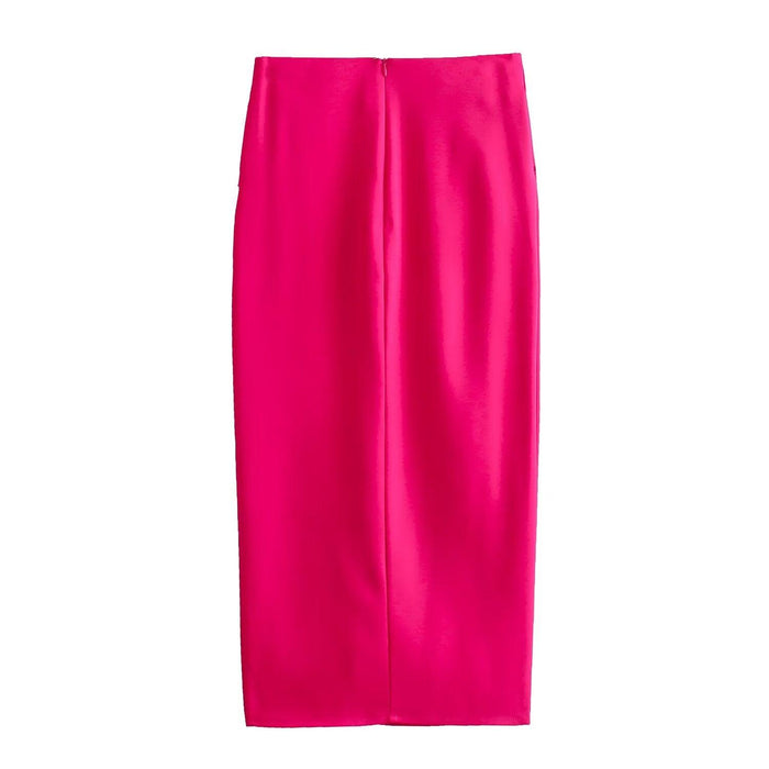 Color-Fall Women Clothing All Matching Slimming Solid Color Split Decorative Midi Skirt-Fancey Boutique