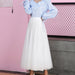 Color-White-Spring Swing Puffy Ankle Length Skirt High Waist Slim Fit Fairy Skirt Tulle Skirt A Line Skirt-Fancey Boutique
