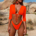 Color-Orange-Bikini Solid Color Split Swimsuit Women Suit Bikini-Fancey Boutique