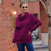 Color-Autumn Winter Sweaters Women Mohair Solid Color Long Sleeve Turtleneck Pullover Knitwear-Fancey Boutique