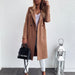 Color-Khaki-Popular Autumn Winter Solid Color Long Sleeve Double Pocket Collar Woolen Coat For Women Plus Size-Fancey Boutique