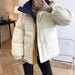 Color-Short Color Stitching Cotton-Padded Coat Female Winter Cotton Clothing Thickened Puffer Jacket Coat-Fancey Boutique
