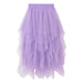 Color-Purple-Autumn Clothing High Waist Super Fairy Slimming Bud Irregular Asymmetric Mesh Skirt Women-Fancey Boutique