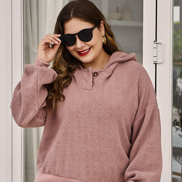 Color-Plus Size Sweater Women Spring Autumn Women Clothes Loose Single Sided Velvet Hoodie Sweater Fleece Padded Coat Women-Fancey Boutique