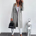 Color-Gray-Popular Autumn Winter Solid Color Long Sleeve Double Pocket Collar Woolen Coat For Women Plus Size-Fancey Boutique