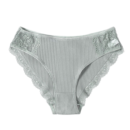 Color-Light Gray-Striped Cotton Lace Panties Briefs Women Underwear Women Underwear-Fancey Boutique