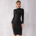 Color-Brown-Winter New Fashion Bandage Dress Long-Sleeved Waist Hip-Wrapped Evening Dress for Women-Fancey Boutique