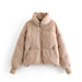 Color-Khaki-Autumn Winter Women Clothing Urban Casual Loose Cotton Padded Jacket Cotton Padded Coat-Fancey Boutique