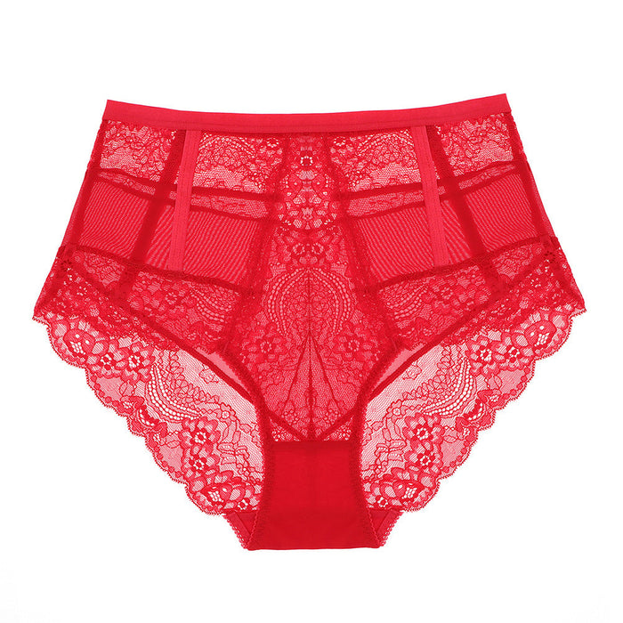 Color-Red-Sexy Seduction Lace Ultra Thin See Through Women High Waist Underwear-Fancey Boutique