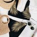 Color-Women Split Swimsuit Golden Leaves Printed Sexy Bikini-Fancey Boutique