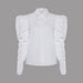 Color-White-White Puff Sleeve Shirt Top Women Loose Retro Long Sleeve Business Shirt-Fancey Boutique