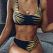 Color-Black-Women Split Swimsuit Golden Leaves Printed Sexy Bikini-Fancey Boutique