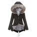 Color-Size Big Fur Collar Thickened Women Cotton-Padded Coat Mid-Length Hooded Winter Warm Fleece Overcoat Cotton-Padded Coat-Fancey Boutique