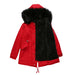 Color-Red-Size Big Fur Collar Thickened Women Cotton-Padded Coat Mid-Length Hooded Winter Warm Fleece Overcoat Cotton-Padded Coat-Fancey Boutique