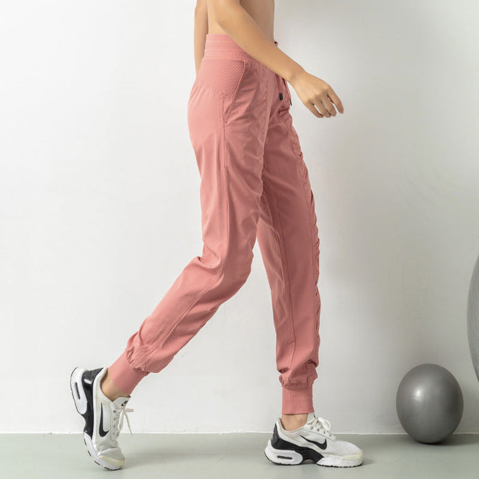 Color-Pink-Pleated Slim-Fit Fitness Sports Pants Female Loose-Fit Tappered Trousers Running Pants Casual Quick-Drying Trousers Harem Pants Thin-Fancey Boutique