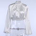 Color-White-Sexy Bottoming T-shirt Women Spring Loose Forged Surface Pleating Bishop Sleeves Top-Fancey Boutique