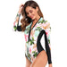 Color-One-Piece Swimsuit Women Sexy Sports Long Sleeve Printing Surfing Swimsuit-Fancey Boutique