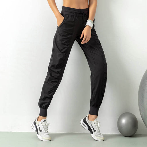 Color-Black-Pleated Slim-Fit Fitness Sports Pants Female Loose-Fit Tappered Trousers Running Pants Casual Quick-Drying Trousers Harem Pants Thin-Fancey Boutique