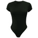 Color-Black-Solid Color Bottoming WomenClothing Basic Casual Short Sleeve round Neck Tight Bodysuit Summer-Fancey Boutique