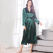 Color-blackish green-Women Pajamas Emulation Silk Nightgown Lace-up Sexy Long Robe Bathrobe Solid Color Homewear-Fancey Boutique