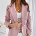 Color-Spring Long Sleeve Double Breasted Solid Color Stand Collar Small Blazer-Fancey Boutique