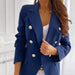 Color-Spring Long Sleeve Double Breasted Solid Color Stand Collar Small Blazer-Fancey Boutique