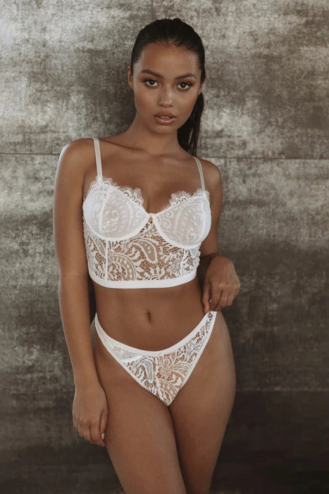 Color-White-Sexy Underwear Lace See-through Three-Point Temptation Bra Panties Two-Piece Suit-Fancey Boutique