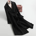 Color-Black-Double-Faced Woolen Goods Cashmere Coat Mid-Length Slim Fit Slimming Hepburn Woolen Coat-Fancey Boutique