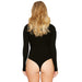 Color-Solid Color Long Sleeve Open Crotch Tight Bodysuit Sexy Zipper Bottoming Women Bodysuit Plus Size-Fancey Boutique