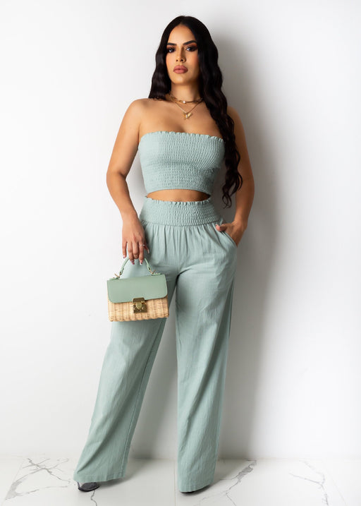 Color-Women Clothing Pleating Sexy Tube Top Two Piece Work Pant Vacation Summer-Fancey Boutique