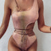 Color-Pink-Popular Bikini Swimsuit Hollow-out One-Shoulder Bikini One-Piece Swimsuit Snake Pattern Bikini-Fancey Boutique