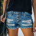 Color-Navy Blue-Summer Ripped Tassel Denim Shorts Women Pants-Fancey Boutique