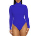 Color-Blue-Autumn Winter Base Base Women Clothing Simple Turtleneck Long Sleeve Slim Bodysuit Bodysuit-Fancey Boutique