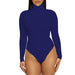 Color-Navy Blue-Autumn Winter Base Base Women Clothing Simple Turtleneck Long Sleeve Slim Bodysuit Bodysuit-Fancey Boutique
