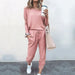 Color-Pink-Spot Autumn Winter New Women Clothing Loose-Fitting Solid Color Long Sleeves Casual Suit-Fancey Boutique