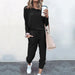 Color-Black-Spot Autumn Winter New Women Clothing Loose-Fitting Solid Color Long Sleeves Casual Suit-Fancey Boutique