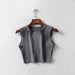 Color-Summer New Women Clothing Top Riding Vest Cotton Solid Color Wide-Brimmed Short Cropped Tank Top-Fancey Boutique