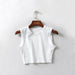 Color-Summer New Women Clothing Top Riding Vest Cotton Solid Color Wide-Brimmed Short Cropped Tank Top-Fancey Boutique