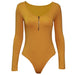 Color-Solid Color Long Sleeve Open Crotch Tight Bodysuit Sexy Zipper Bottoming Women Bodysuit Plus Size-Fancey Boutique