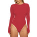 Color-Red-Autumn Winter Women Clothing Casual Bottoming Top Long Sleeve Tight Bodysuit-Fancey Boutique