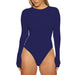 Color-Navy Blue-Autumn Winter Women Clothing Casual Bottoming Top Long Sleeve Tight Bodysuit-Fancey Boutique